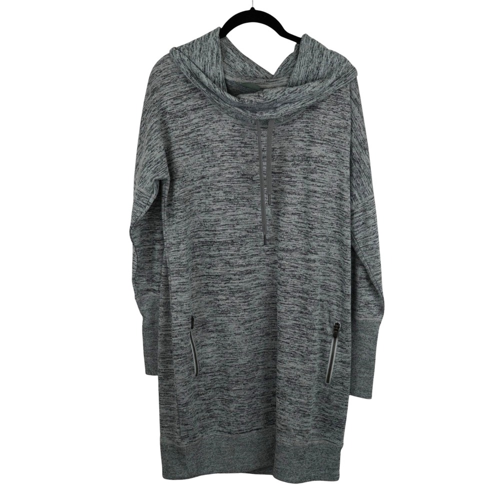 Athleta Hooded Knit Tunic‎ Dress Size M Gray Heathered Cozy Streetwear